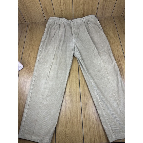 Woolrich Corduroy Pants Mens 36x30 Khaki Pleated Leg Suit Pants Cotton Straight‎ - Picture 1 of 16